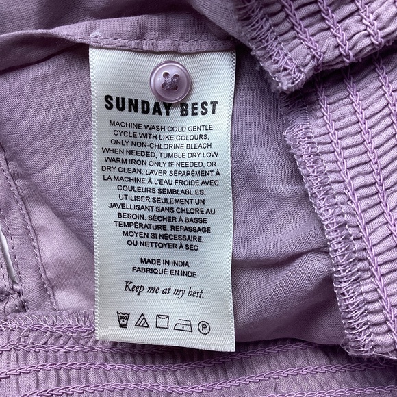 Sunday best Brier blouse lavender ruffle embroidered Peasant Top S - Picture 5 of 5